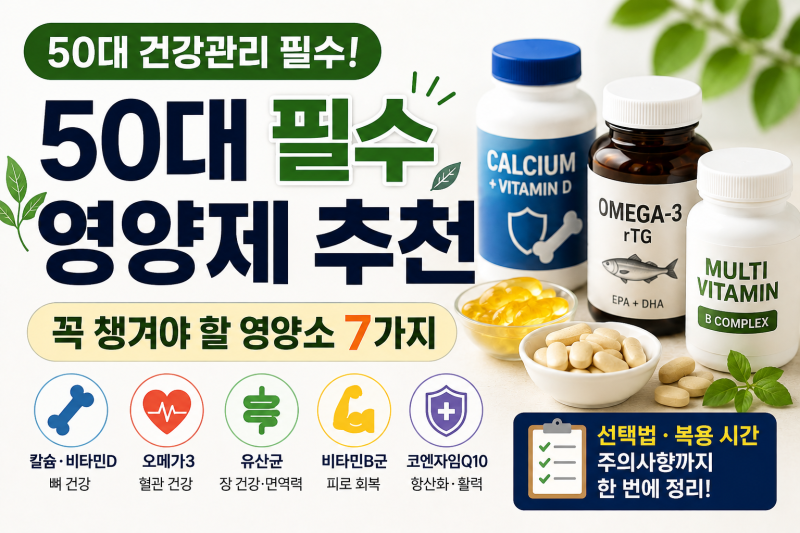 50대 영양제 추천｜꼭 챙겨야 할 영양소 7가지와 영양제 선택법