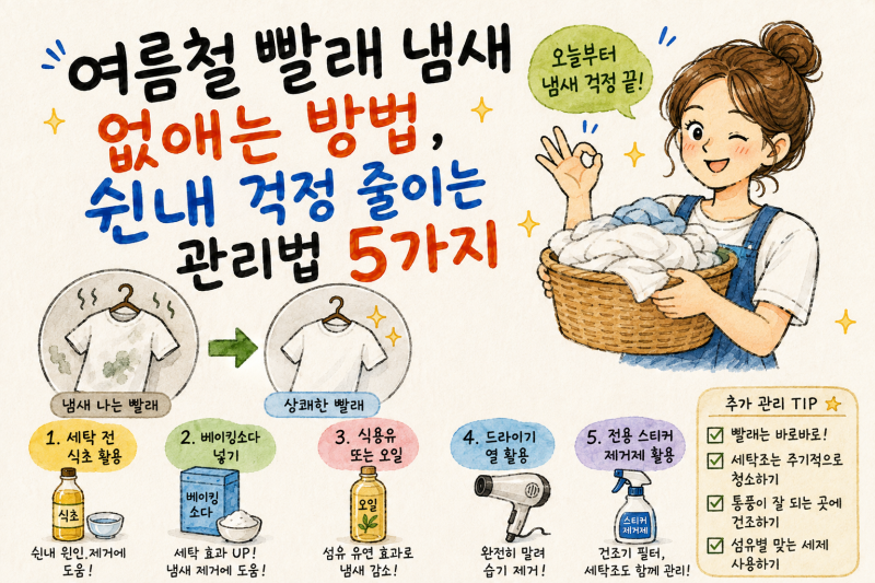 여름철 빨래 냄새 없애는 방법, 쉰내 걱정 줄이는 관리법