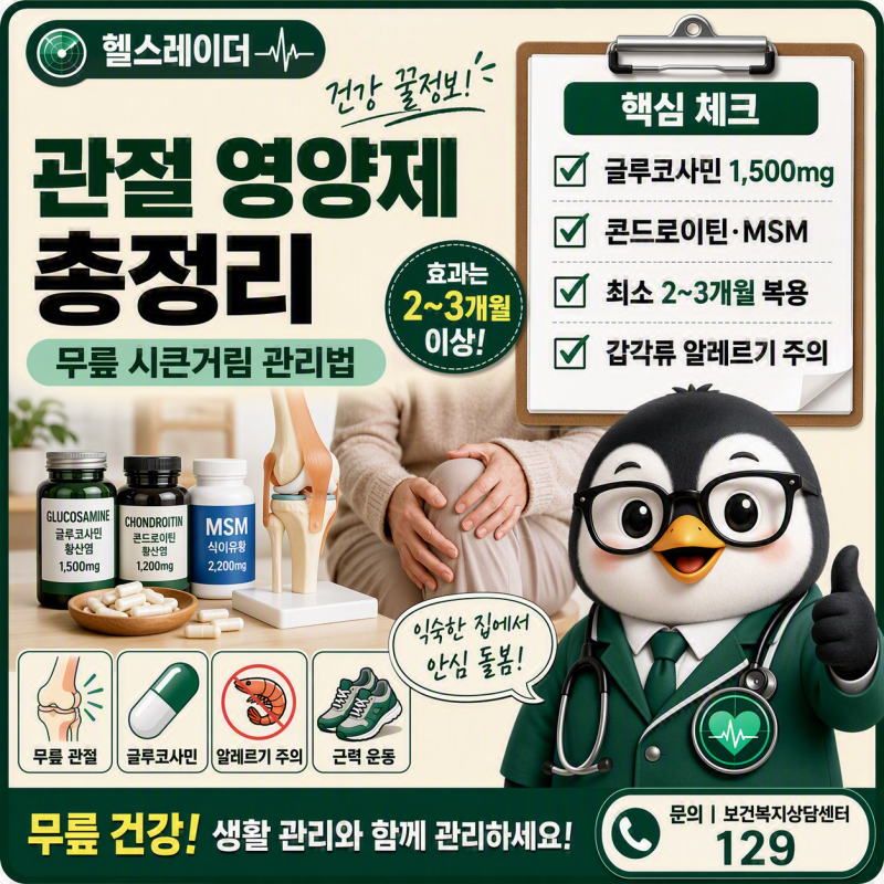 관절 영양제 총정리 (글루코사민·콘드로이틴·MSM 효과·용량·주의사항)