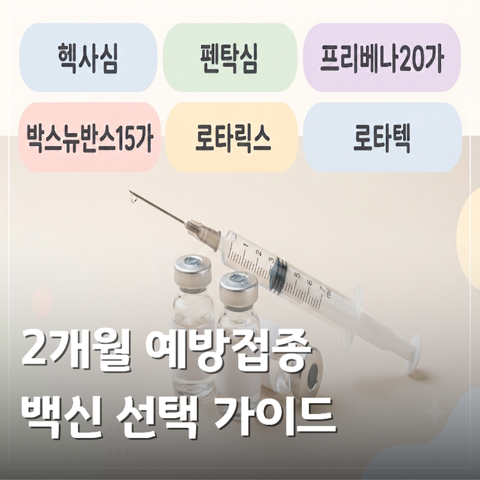 헥사심 2개월접종, 혼합백신 폐렴구균 로타백신 선택 가이드