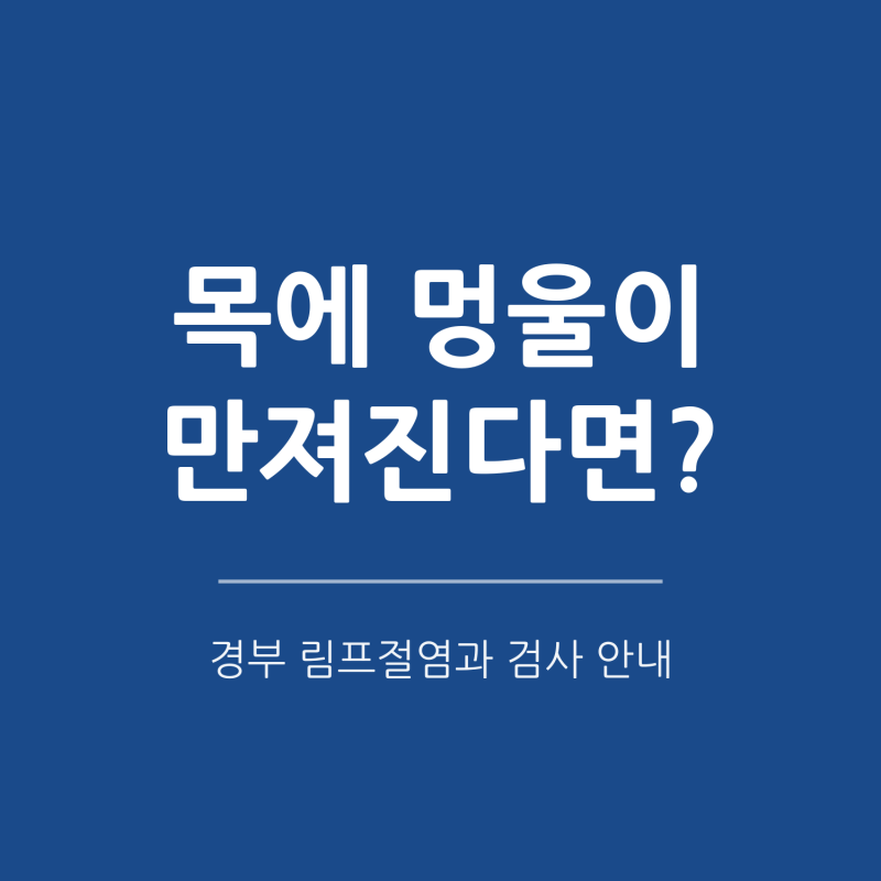 [동탄 1 내과] 목에 멍울(혹)이 만져진다면? 경부 림프절염 원인과 경부초음파·CT 검사 총정리