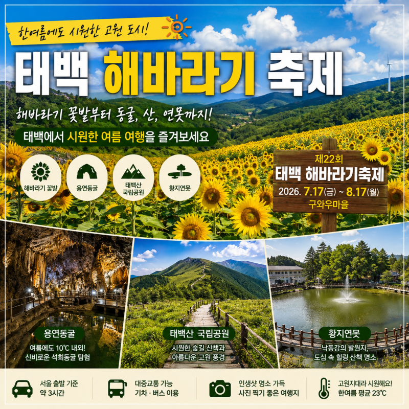 한여름에 가장 시원한 여행, 태백 해바라기축제 당일치기 코스