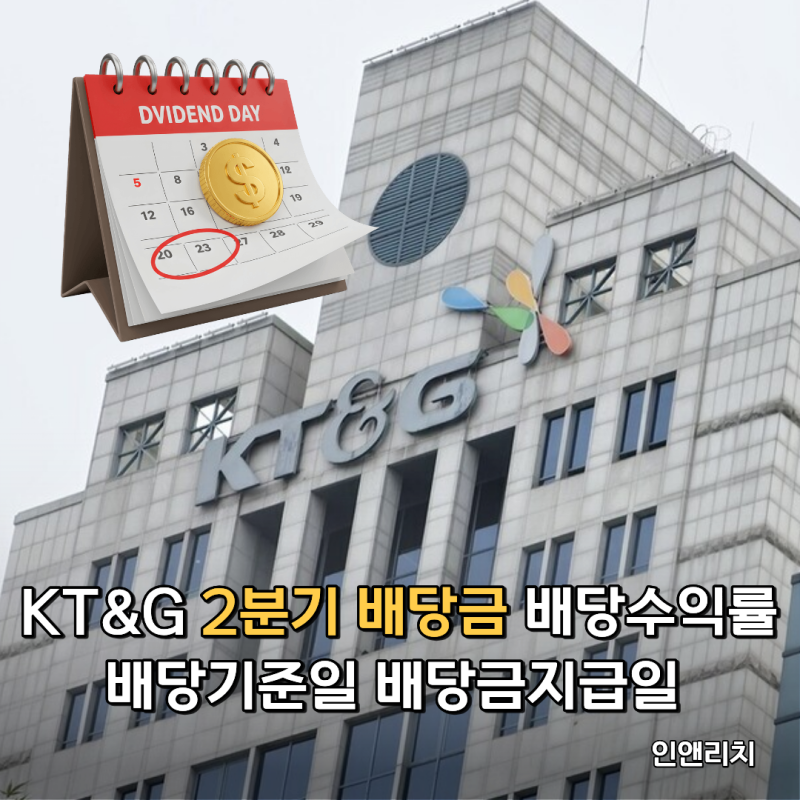 KT&G 2분기 배당금 배당수익률 배당기준일 배당금지급일 총정리
