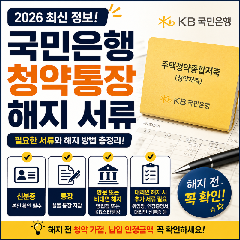 국민은행 청약통장 해지 서류 총정리! 준비물부터 해지 방법까지