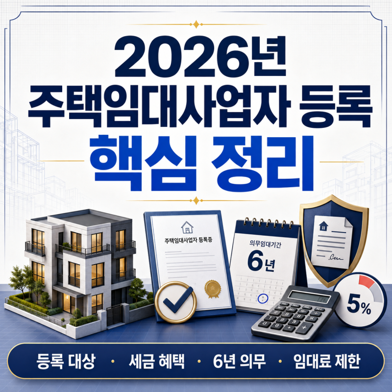 주택임대사업자 등록 조건 2026｜렌트홈 신청방법·세금 혜택·6년 의무·과태료 정리