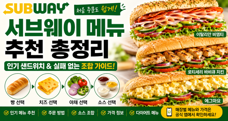 서브웨이 메뉴 추천 총정리, 인기 샌드위치와 실패 없는 조합