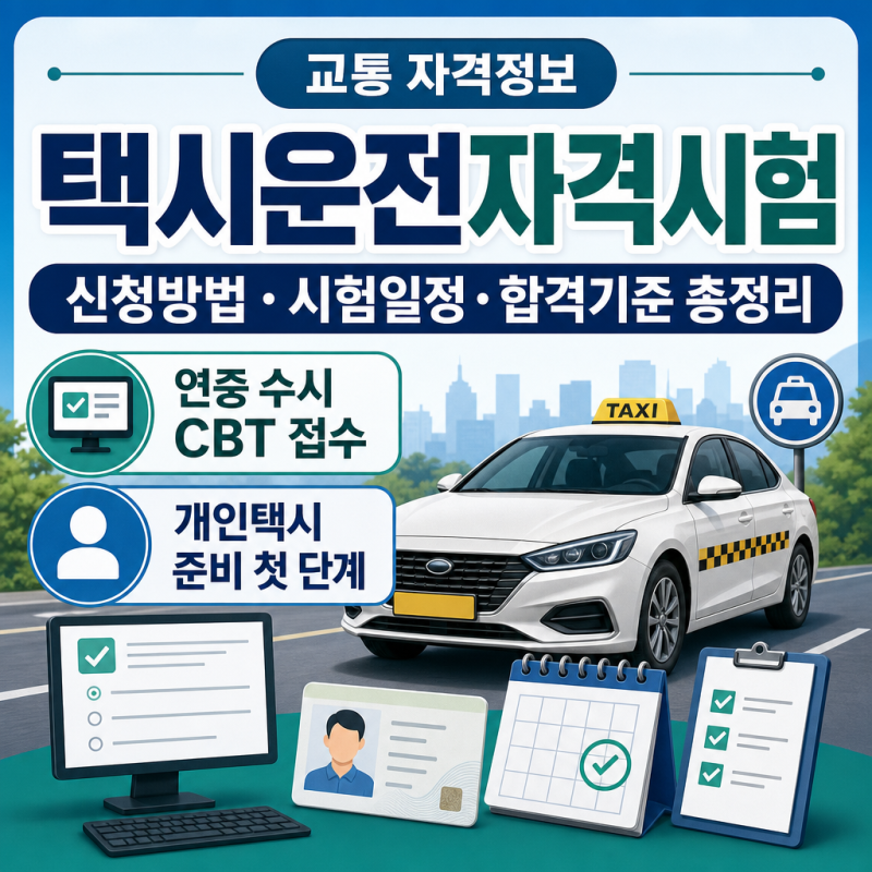 택시면허시험 택시운전자격시험 신청방법｜시험 일정 총정리