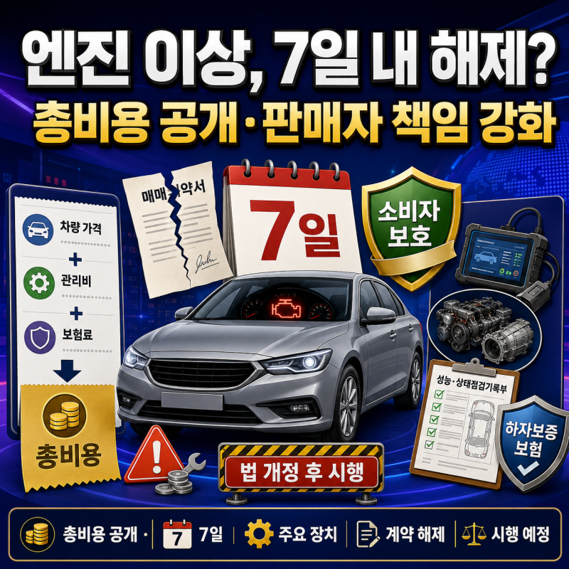 중고차 소비자 보호대책 총정리, 총액 표시·판매자 책임·계약 해제 조건