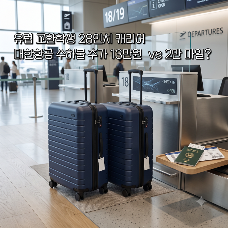 유럽 교환학생 짐싸기! 대한항공 초과 수하물 요금 계산 & 마일리지 공제 비교