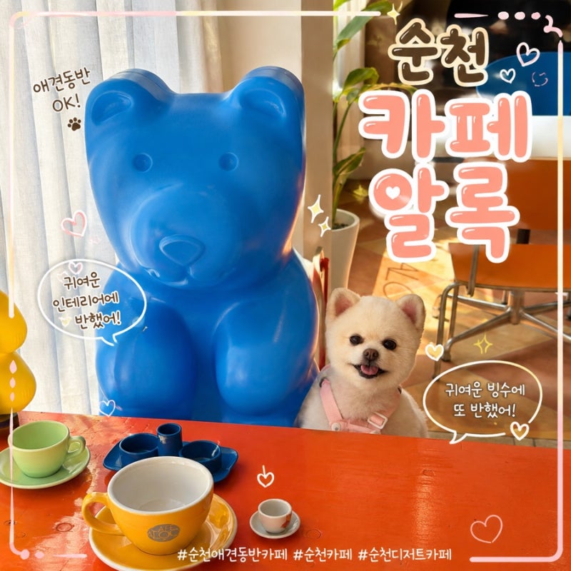 순천 애견동반 카페 알록, 애견동반 가능한 카페 ,귀여운 빙수에 반함