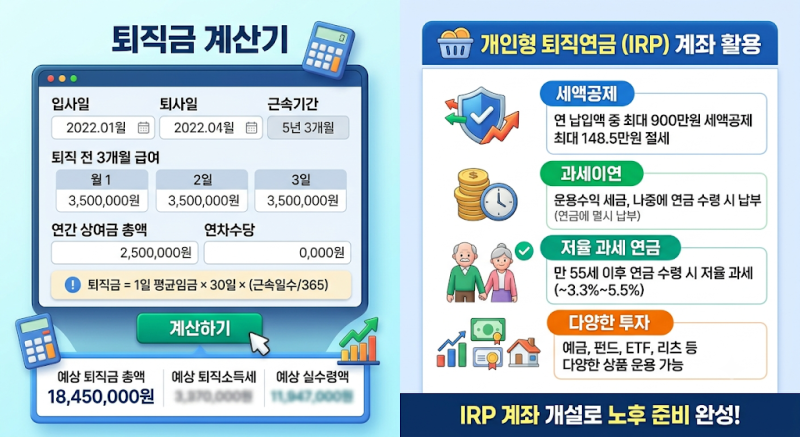 퇴직금 계산법 모바일 조회 및 IRP 계좌 수령 절차 총정리
