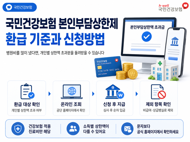 국민건강보험 본인부담상한제 환급 기준과 신청방법