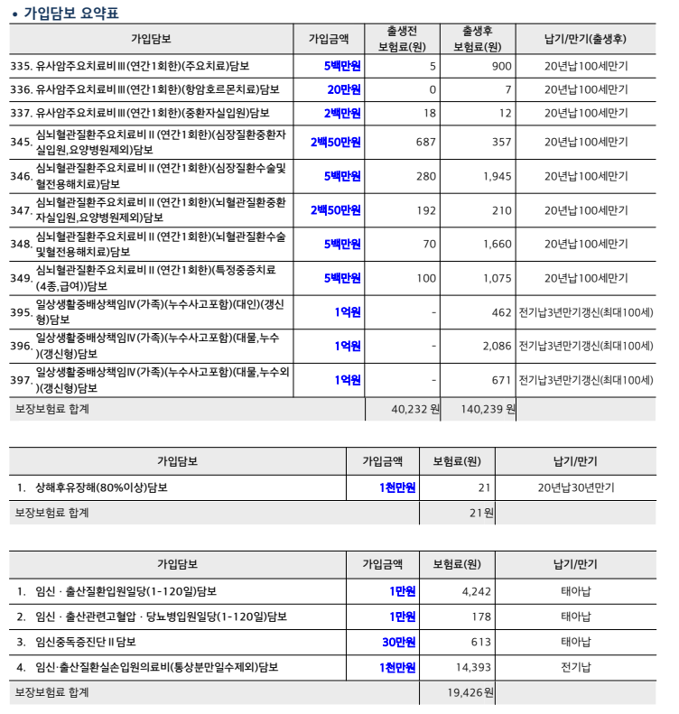 (광고아님)태아보험 가입 후기 20년납 100세 만기로 꼼꼼하게 준비한 보험 정리 공유!