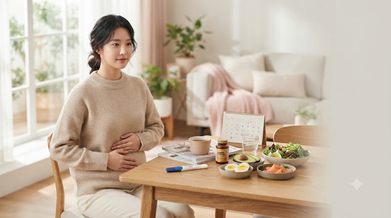 임신 초기 증상 총정리｜생리 지연·갈색혈·출혈부터 임테기·좋은 음식까지