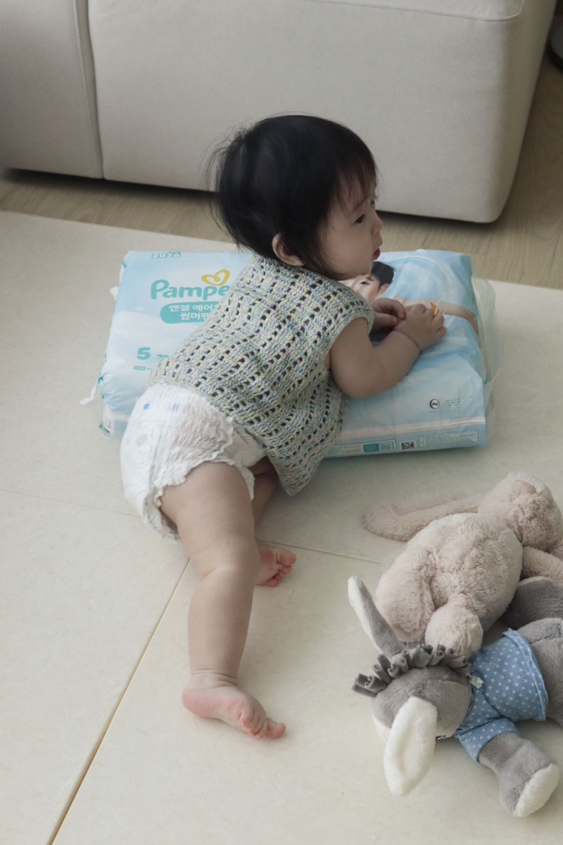 여름기저귀 추천 팸퍼스 엔젤 에어차차 4단계 5단계 비교 10개월 아기 어린이집준비물