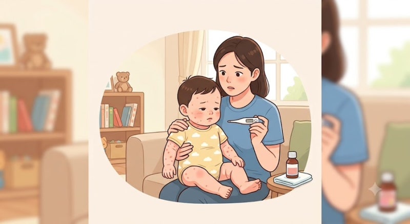 아기 11개월 돌발진 증상 및 열 내리는 법 (열꽃, 해열제 교차복용 꿀팁)
