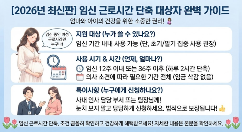 [워킹맘&워킹대디 필수 정보] 임신·육아기 근로시간 단축 제도 조건부터 급여, 신청 방법까....
