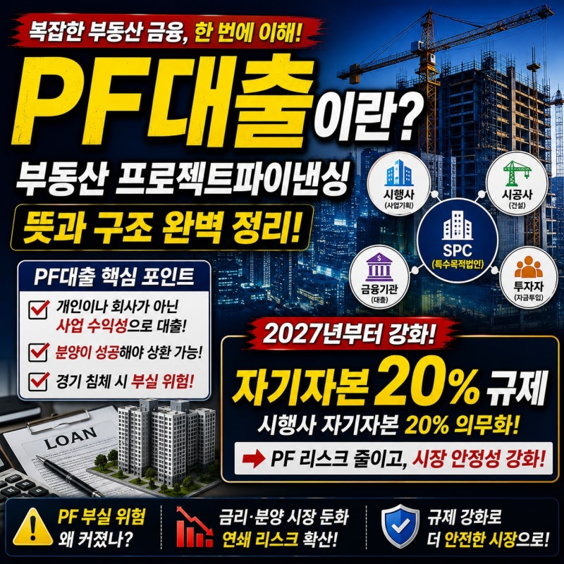 PF대출이란? 부동산 프로젝트파이낸싱 뜻과 2027년 자기자본 20% 규제 총정리