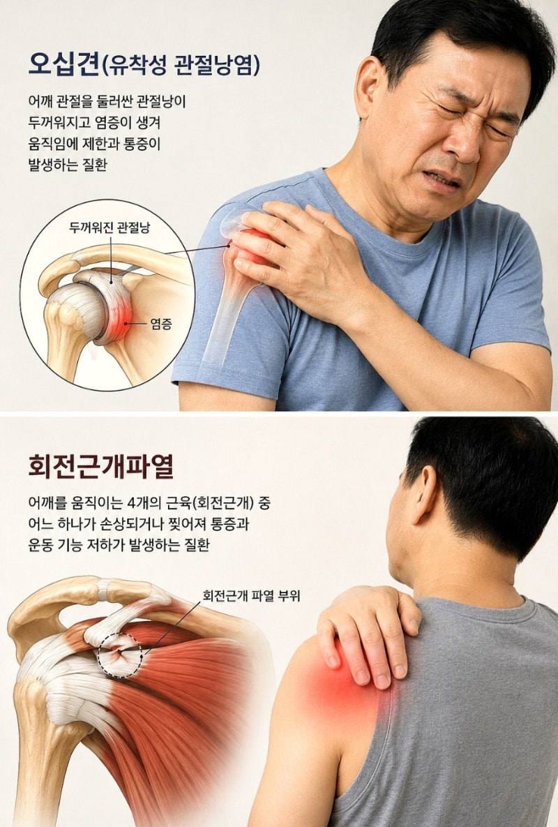 오십견 vs 회전근개파열 차이, 내 어깨통증은 무엇일까? 증상 및 치료 방법