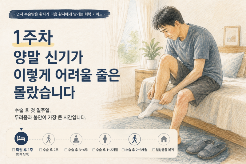 먼저 받은 허리디스크 환자가 다음 환자에게 남기는 회복 가이드 | 1주차 - 양말 신기가 이렇....