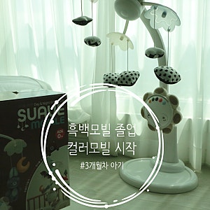 D+80 육아기록｜코니스 수아브모빌 흑백모빌 졸업! 컬러모빌 시작