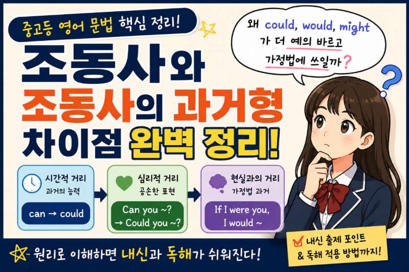 조동사와 조동사의 과거형 차이 총정리!could, would, might가 더 공손하고 가정법에 쓰이는 이유