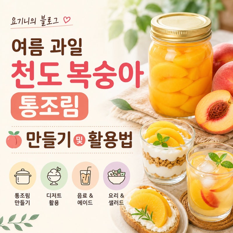 여름 과일 천도 복숭아 통조림 만들기 및 활용법