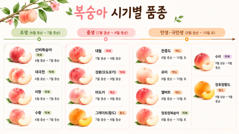 [복숭아] 시기별 복숭아 품종, 딱복 시기