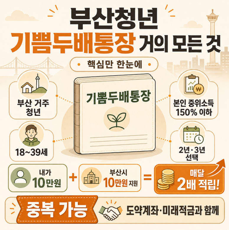 "중복도 되는" 부산 청년기쁨 두배통장 신청 기간과 소득 조건