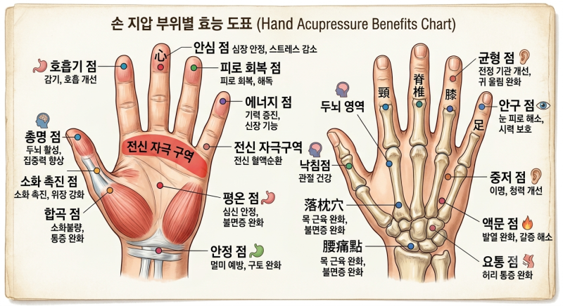 손지압점 어디를 눌러야 할까? 부위별 위치 지압 방법