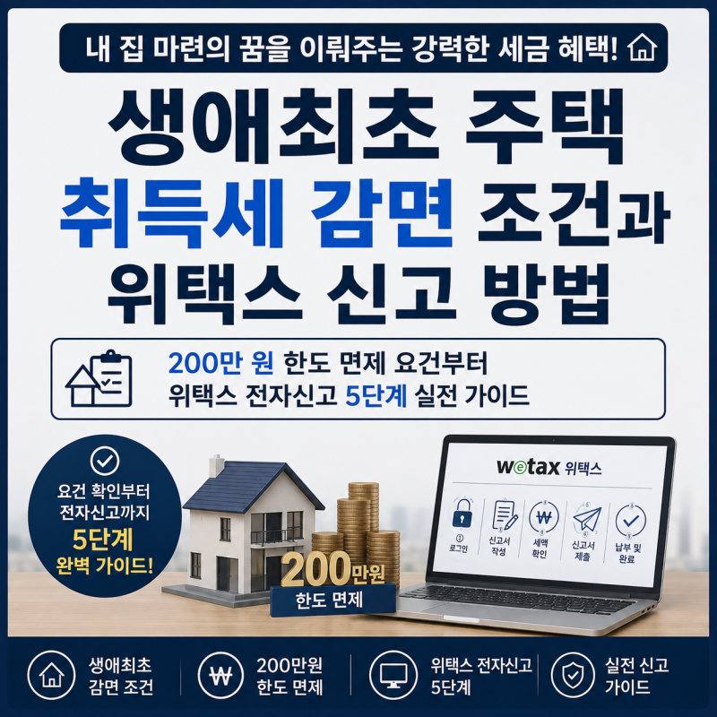 '생애최초 주택 취득세 감면 조건과 위택스 신고 방법' 200만 원 한도 면제 요건부터 위택스 ....