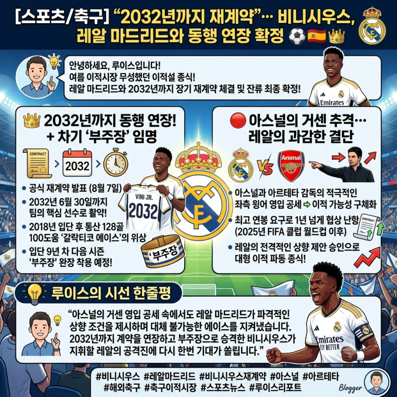[스포츠/축구] "2032년까지 재계약"… 비니시우스, 레알 마드리드와 동행 연장 확정 ⚽️