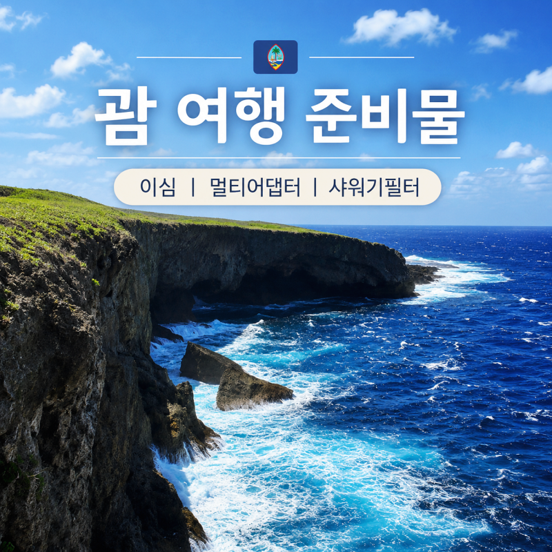 괌 여행 준비물 필수 멀티 어댑터와 샤워기 필터 추천 콘센트 모양 및 전압 체크