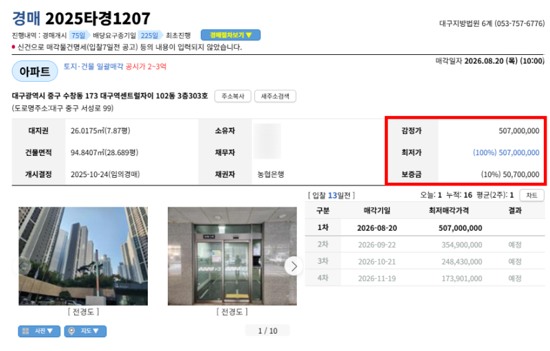 대구 중구 대구역센트럴자이 경매 3억대 가능할까? 대장단지 입지·권리분석 2025타경1207 사진 3