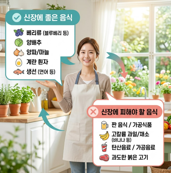신장에 좋은 음식과 나쁜 안 좋은 음식 식단은?