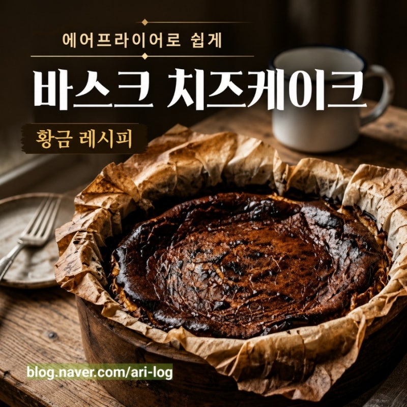 바스크 치즈케이크 만들기 황금레시피, 에어프라이어로 쉽게 굽는 법