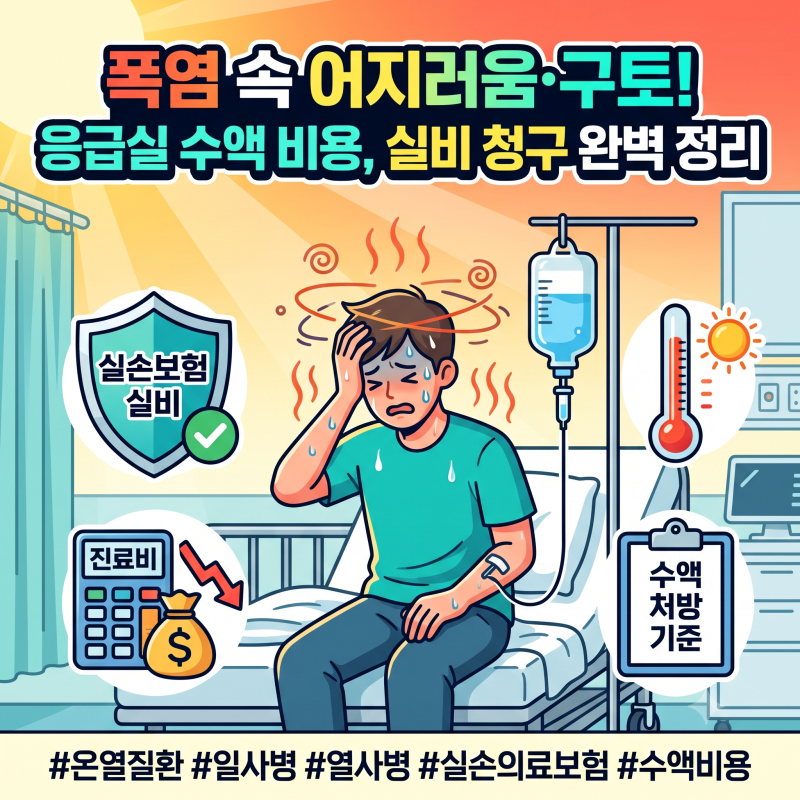 온열질환 증상(어지러움,구토) 및 온열질환 응급실 수액 비용, 실손보험 청구 기준 총정리