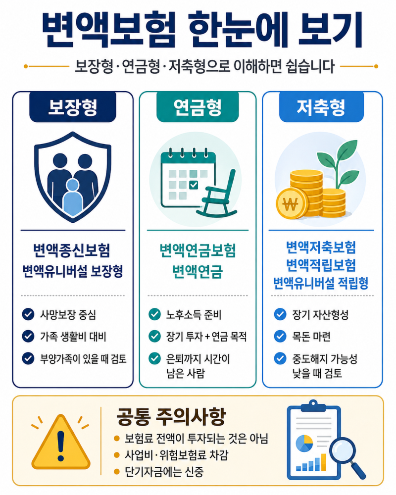 변액보험 종류 총정리｜변액연금·변액종신·변액저축, 나에게 적합한 상품 고르기