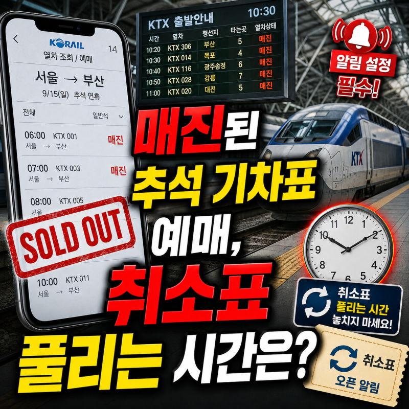 매진된 추석 기차표 예매, 취소표 풀리는 시간은?