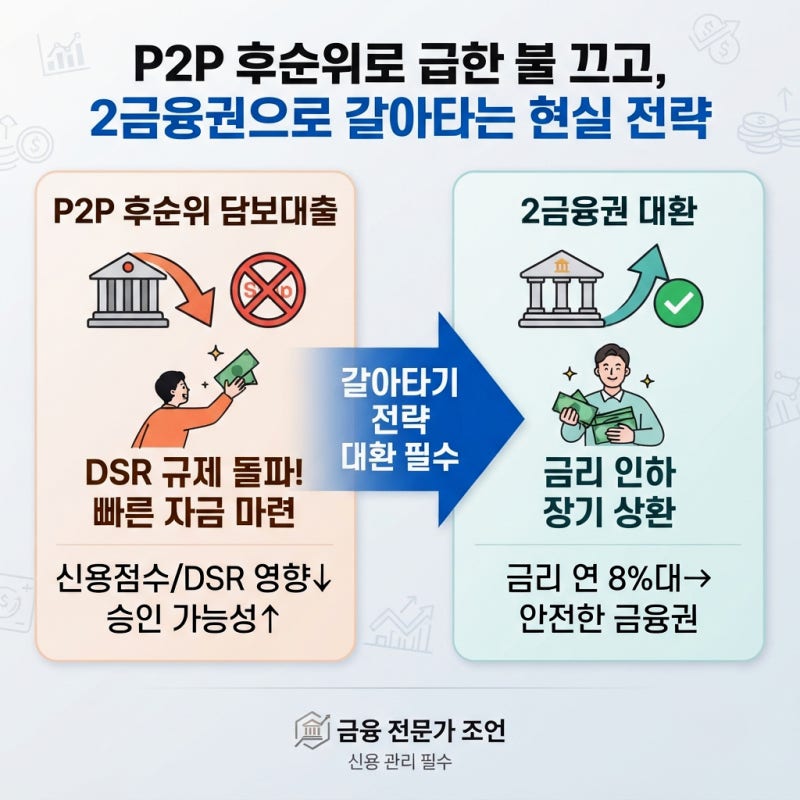 p2p 후순위 담보대출로 급한자금 마련 후 2금융권 갈아타기 전략 현실