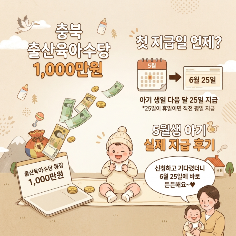충북 출산육아수당 언제 들어오나요? 첫 지급일 직접 받아본 후기