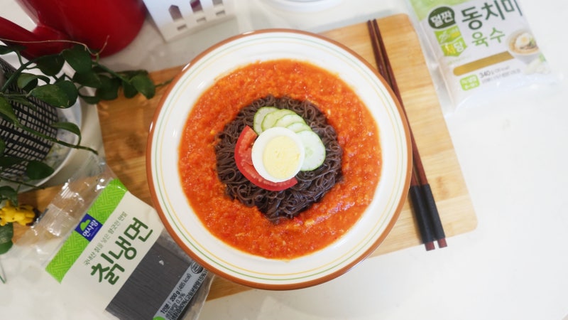 면사랑 칡냉면과 저당 냉면육수 저당 비빔장으로 더 맛있고 건강한 토마토 비빔 냉면 만들기