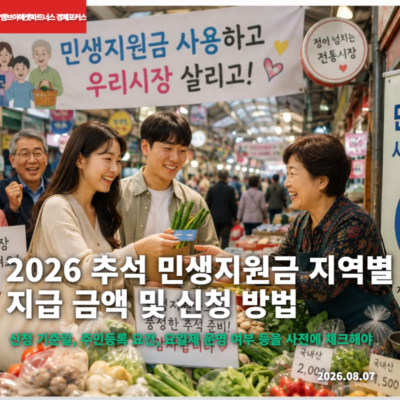 2026 추석 민생지원금 지역별 지급 금액 및 신청 방법