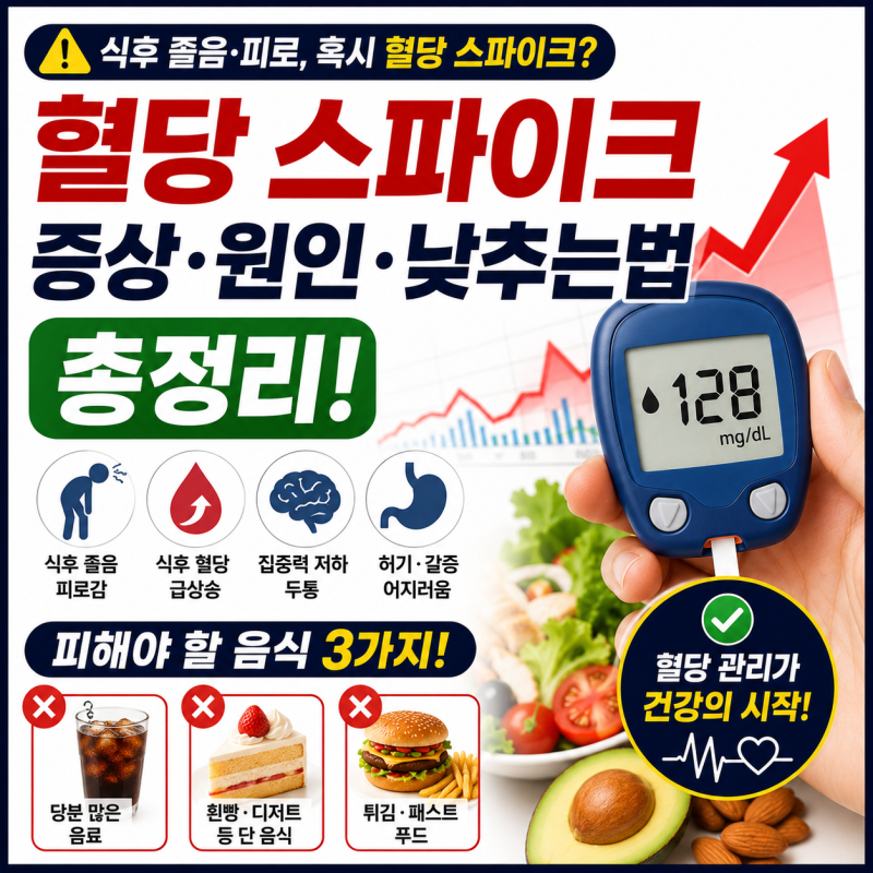 혈당 스파이크 증상, 원인, 낮추는법 총정리! 피해야 할 음식 3가지
