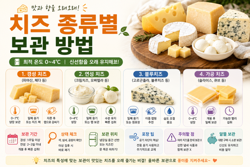 치즈 종류별 보관 방법