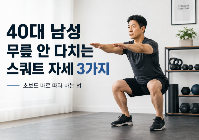 초보자도 따라하기 쉬운, 40대 남성 무릎 안 다치게 스쿼트 하는 자세, 꿀팁 3가지