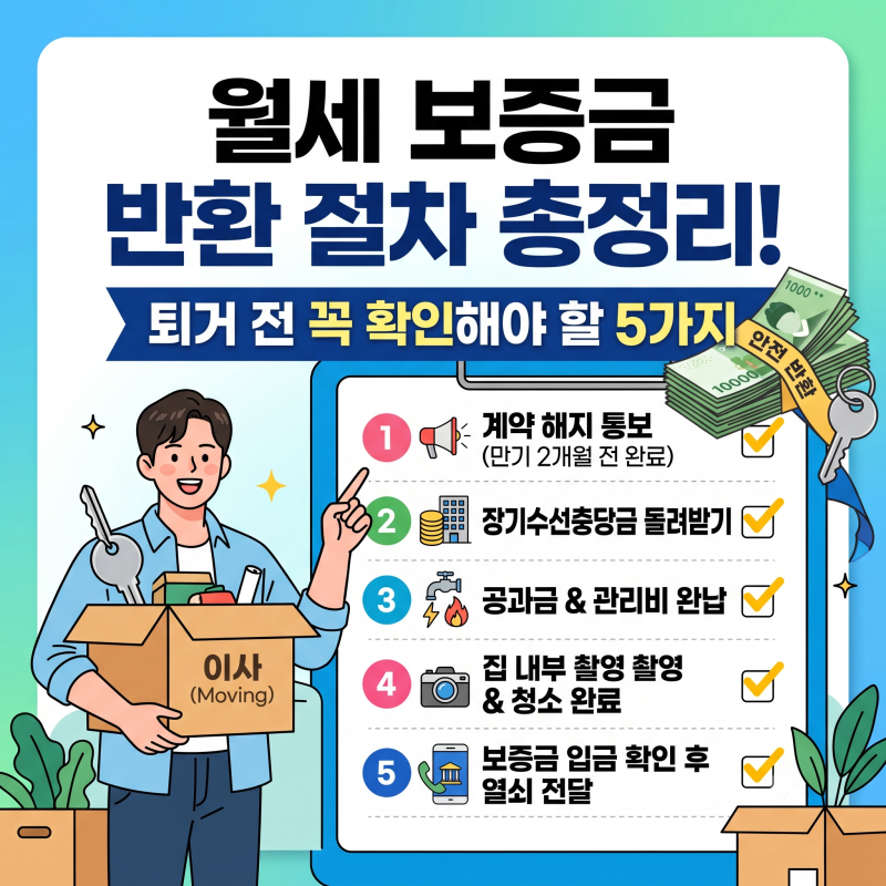 월세 보증금 반환 절차 총정리, 퇴거 전 꼭 확인해야 할 5가지