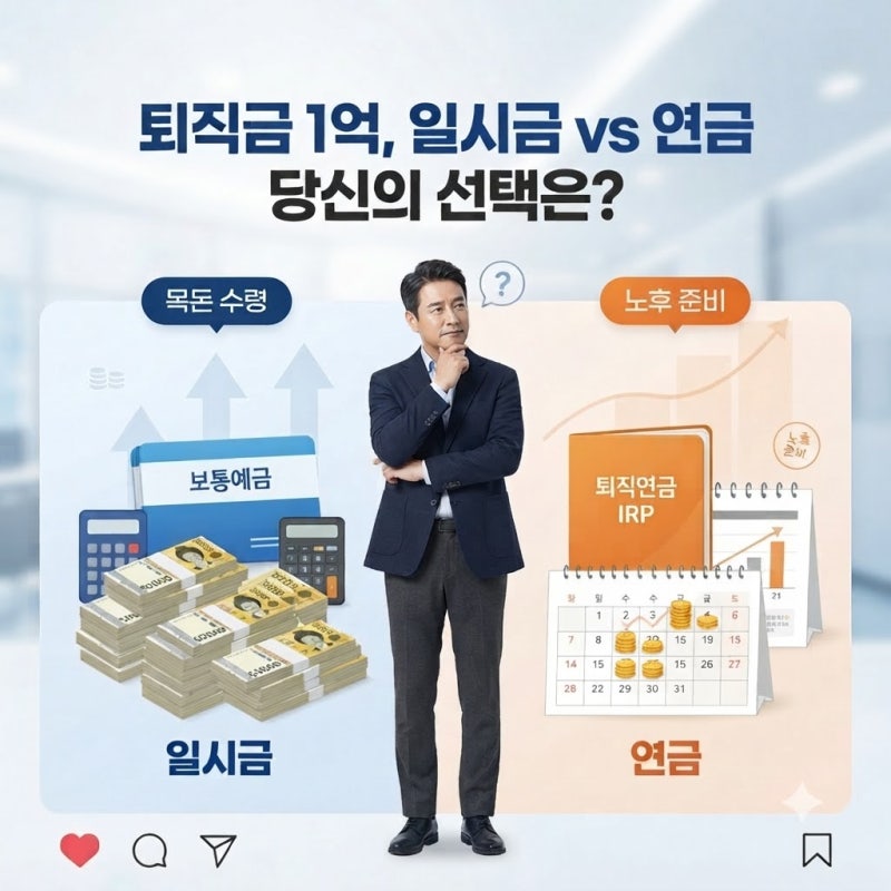 퇴직금 1억, 일시금으로 받으면 손해일까? 연금 수령 세금·수익률 전격 비교