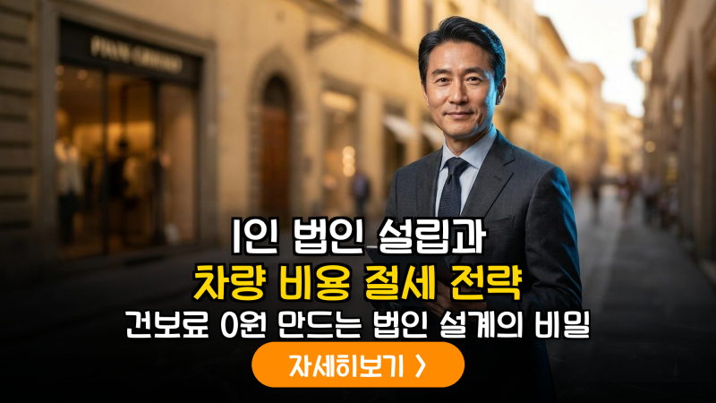 이건 몰랐죠? 월 100만원 건보료 0원 만드는 5060 전용 1인 법인 '차량 유지비'의 비밀