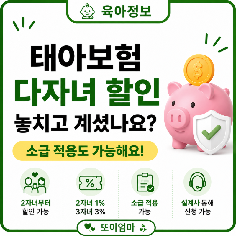 다자녀할인 태아보험할인ㅣ2자녀·3자녀 보험료할인 직접확인완료!